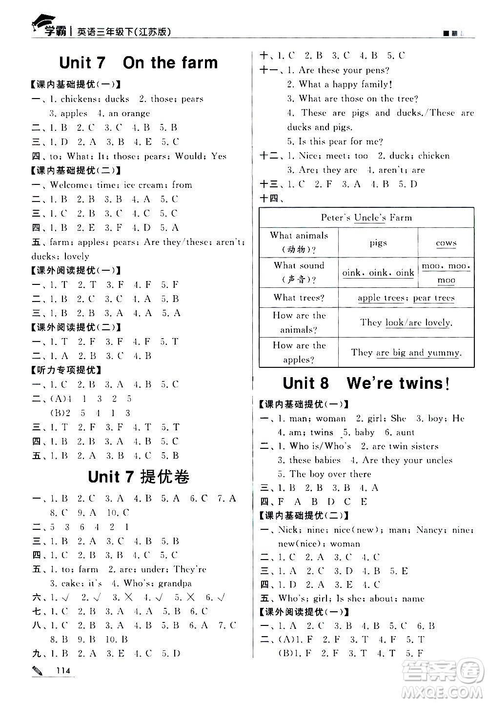 甘肅少年兒童出版社2021春經(jīng)綸學(xué)典學(xué)霸英語三年級下江蘇版答案