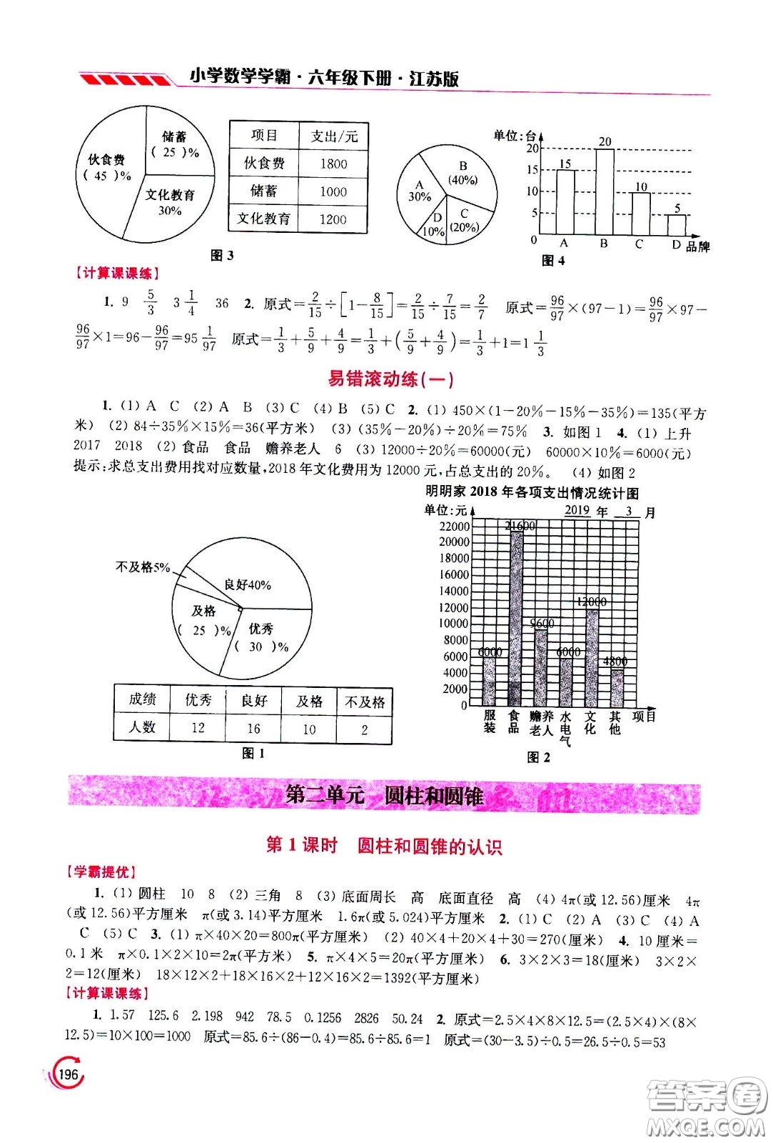 江蘇鳳凰美術(shù)出版社2021小學(xué)數(shù)學(xué)學(xué)霸六年級(jí)下冊(cè)江蘇版答案