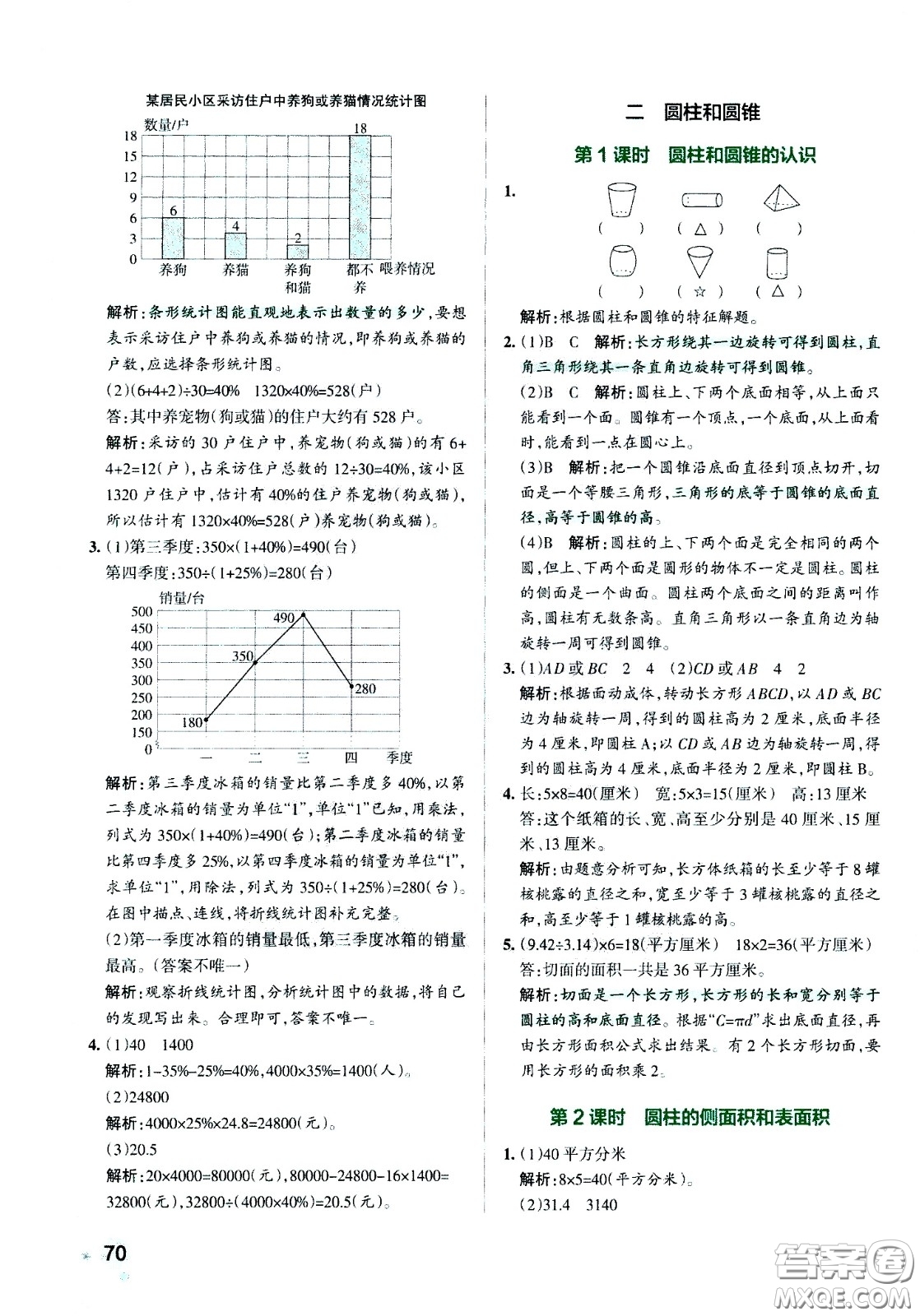 陜西師范大學(xué)出版總社有限公司2021小學(xué)學(xué)霸作業(yè)本數(shù)學(xué)六年級下SJ蘇教版答案