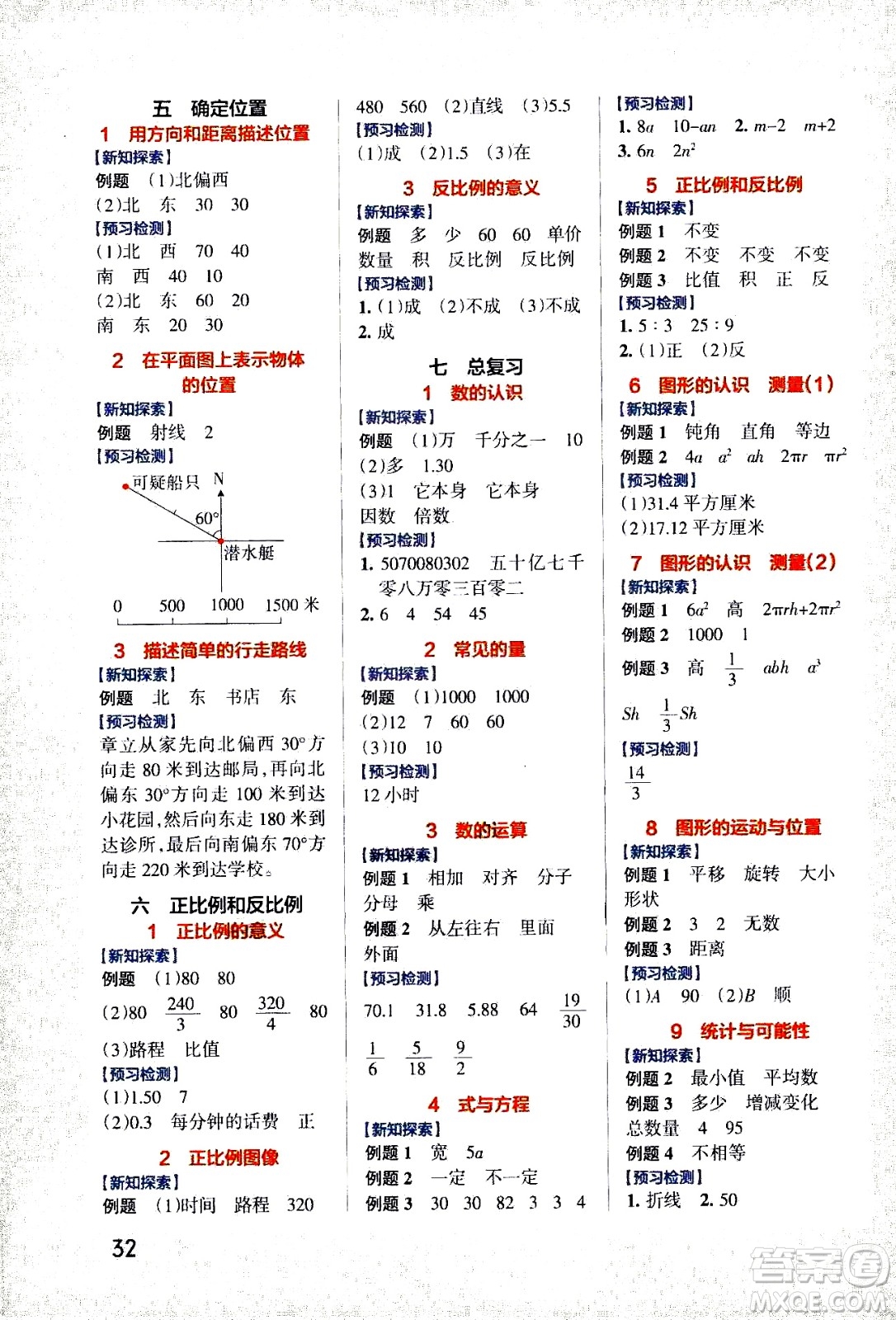 2021小學(xué)學(xué)霸作業(yè)本高效預(yù)習(xí)冊(cè)數(shù)學(xué)六年級(jí)下SJ蘇教版答案