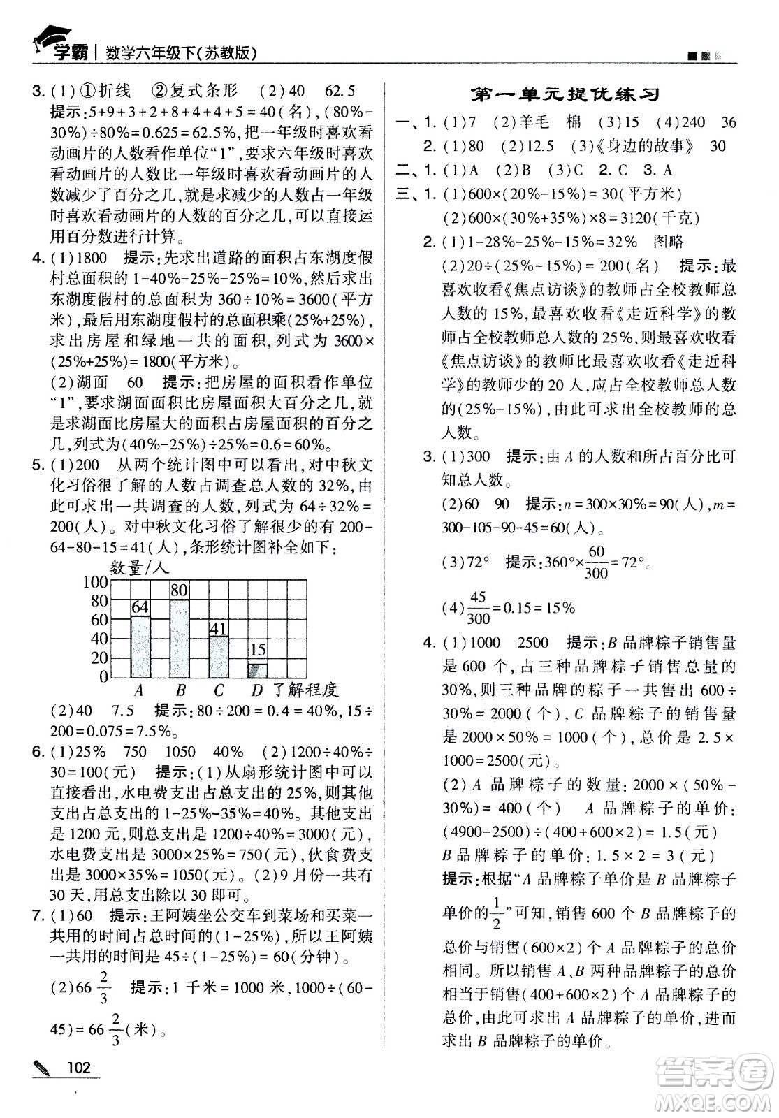 甘肅少年兒童出版社2021春經(jīng)綸學(xué)典學(xué)霸數(shù)學(xué)六年級(jí)下蘇教版答案