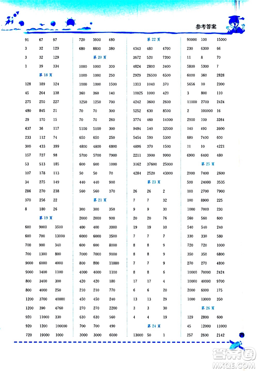 龍門書局2021黃岡小狀元口算速算練習(xí)冊(cè)四年級(jí)數(shù)學(xué)下冊(cè)人教版答案