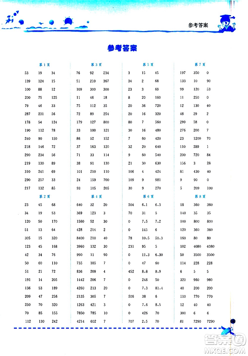 龍門書局2021黃岡小狀元口算速算練習(xí)冊(cè)四年級(jí)數(shù)學(xué)下冊(cè)人教版答案