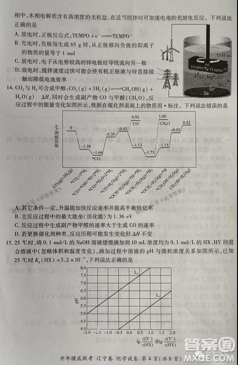 百師聯(lián)盟2021屆高三開年摸底聯(lián)考遼寧卷化學試卷及答案