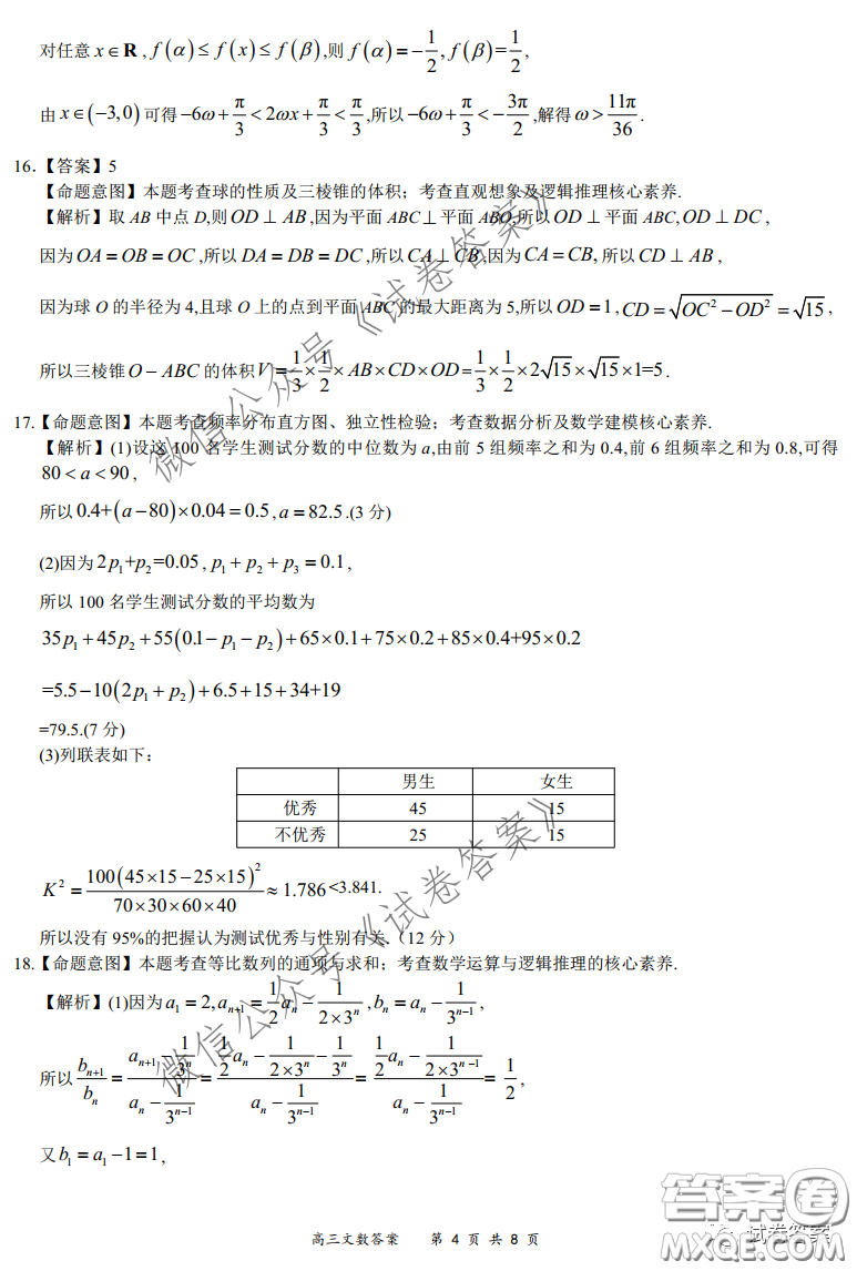 2020-2021學(xué)年下學(xué)期全國(guó)百?gòu)?qiáng)名校領(lǐng)軍考試文數(shù)試題及答案