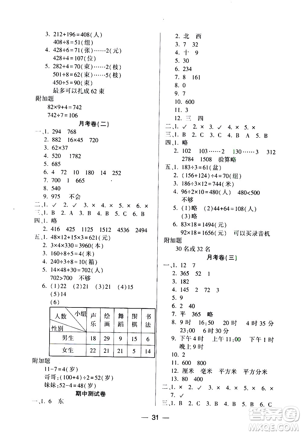 希望出版社2021新課標(biāo)兩導(dǎo)兩練高效學(xué)案數(shù)學(xué)三年級(jí)下冊(cè)人教版答案