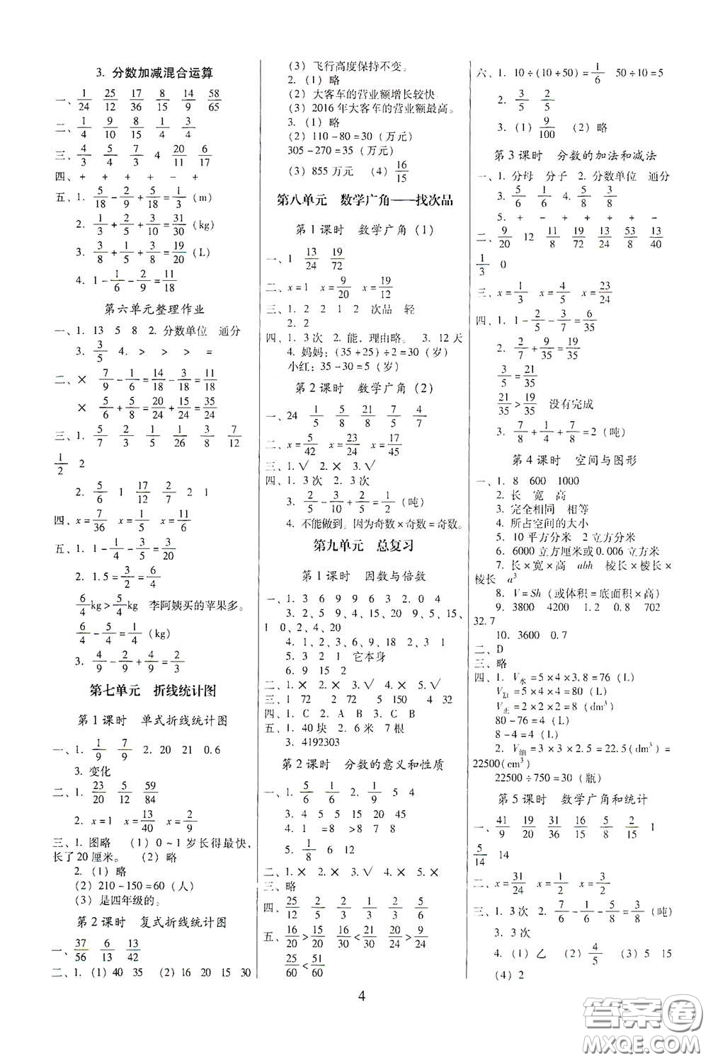 海南出版社2021云南師大附小一線名師提優(yōu)作業(yè)五年級(jí)數(shù)學(xué)下冊(cè)人教版答案