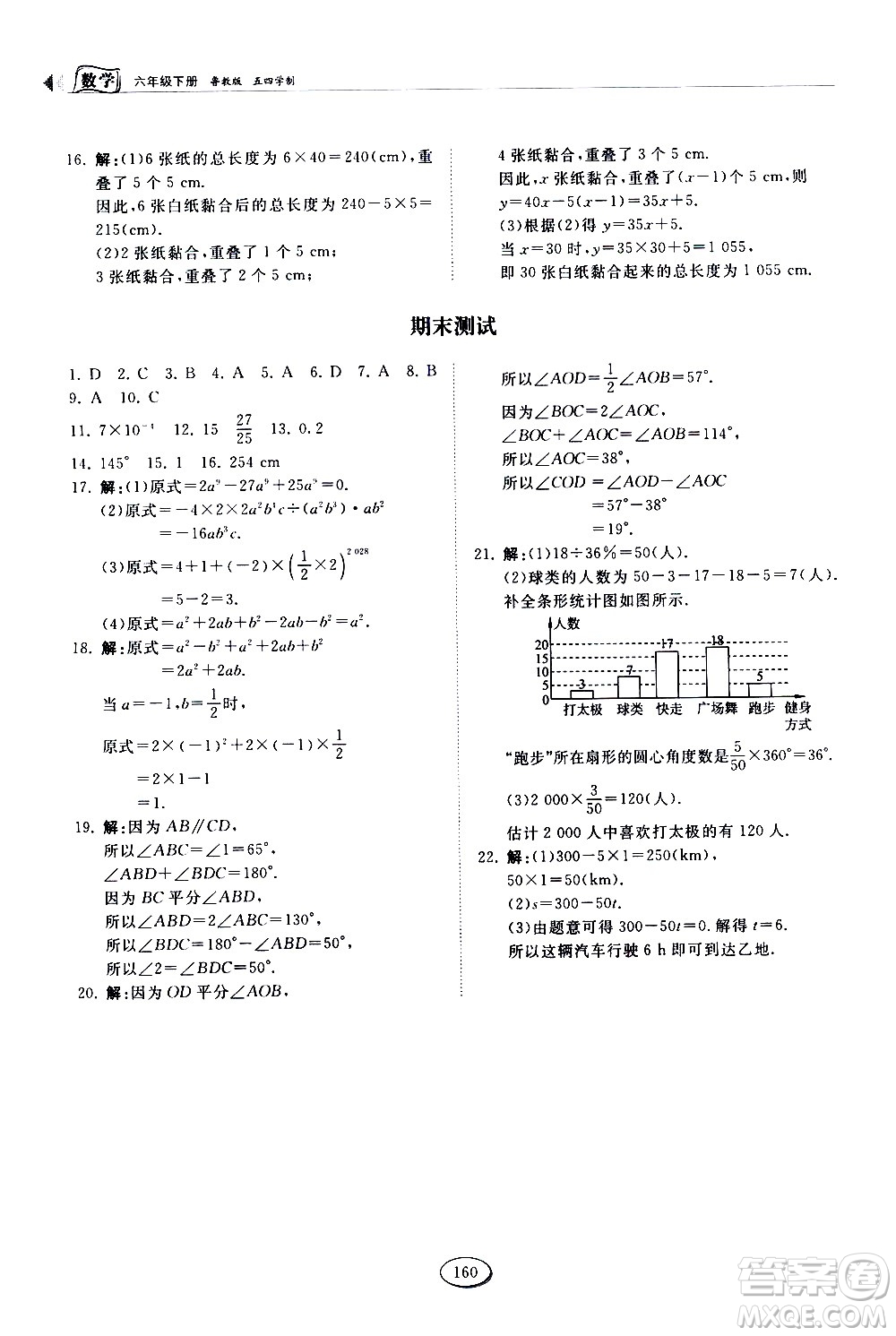 山東科學(xué)技術(shù)出版社2021初中同步練習(xí)冊(cè)數(shù)學(xué)六年級(jí)下冊(cè)魯教版答案