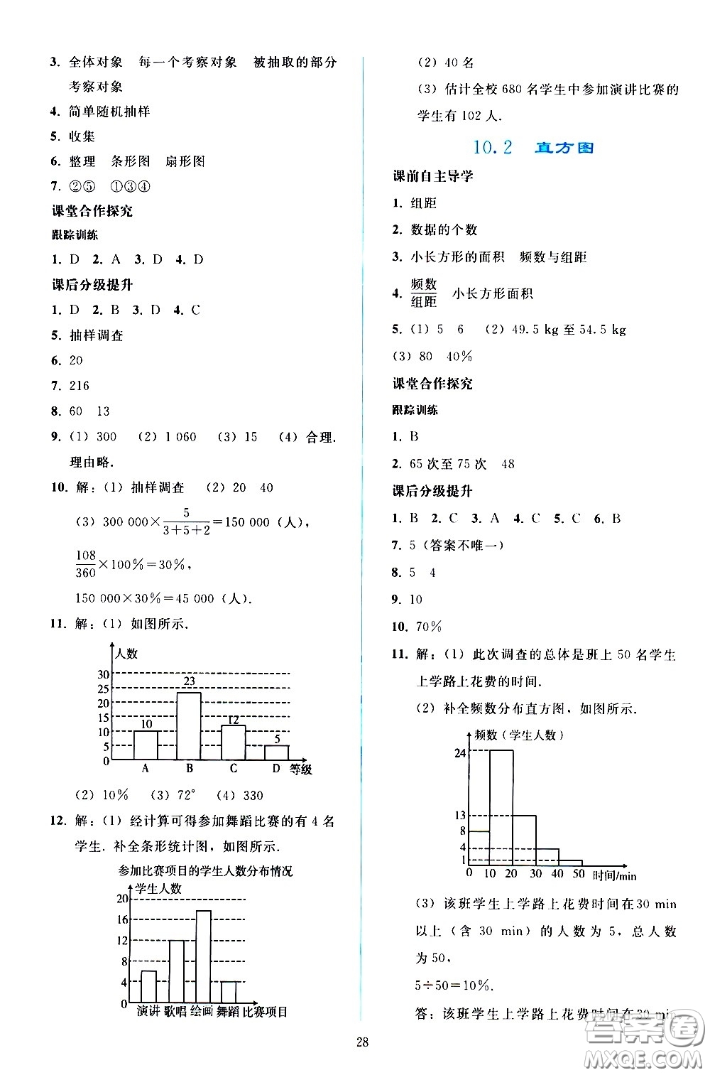 人民教育出版社2021同步輕松練習(xí)數(shù)學(xué)七年級(jí)下冊(cè)人教版答案