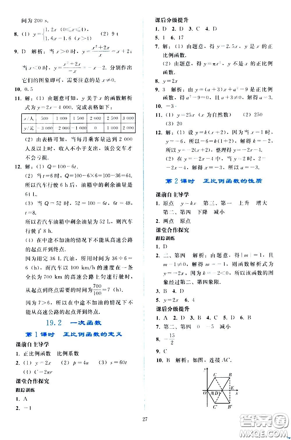 人民教育出版社2021同步輕松練習(xí)數(shù)學(xué)八年級(jí)下冊(cè)人教版答案