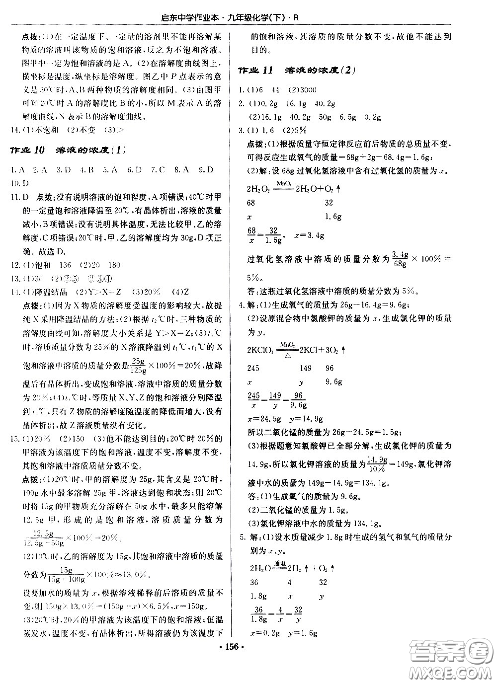 龍門書局2021啟東中學(xué)作業(yè)本九年級化學(xué)下冊R人教版答案