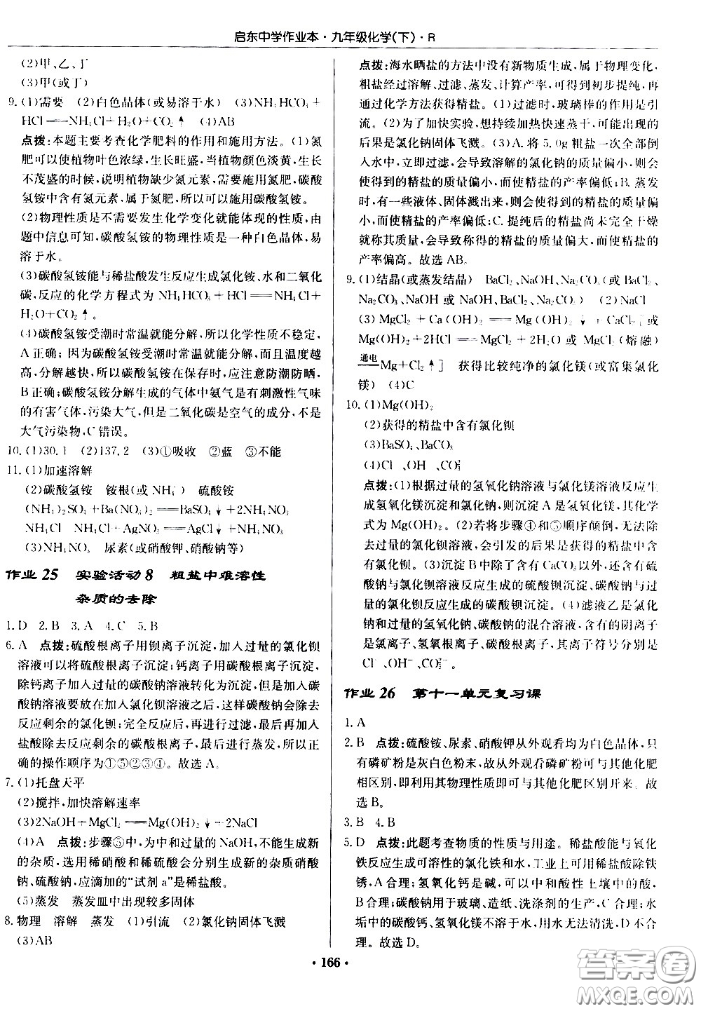 龍門書局2021啟東中學(xué)作業(yè)本九年級化學(xué)下冊R人教版答案