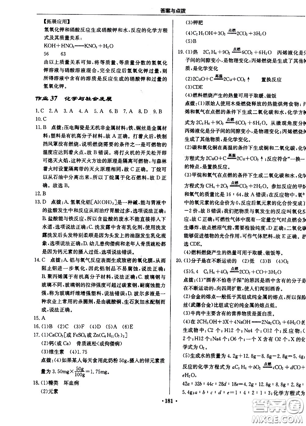 龍門書局2021啟東中學(xué)作業(yè)本九年級化學(xué)下冊R人教版答案