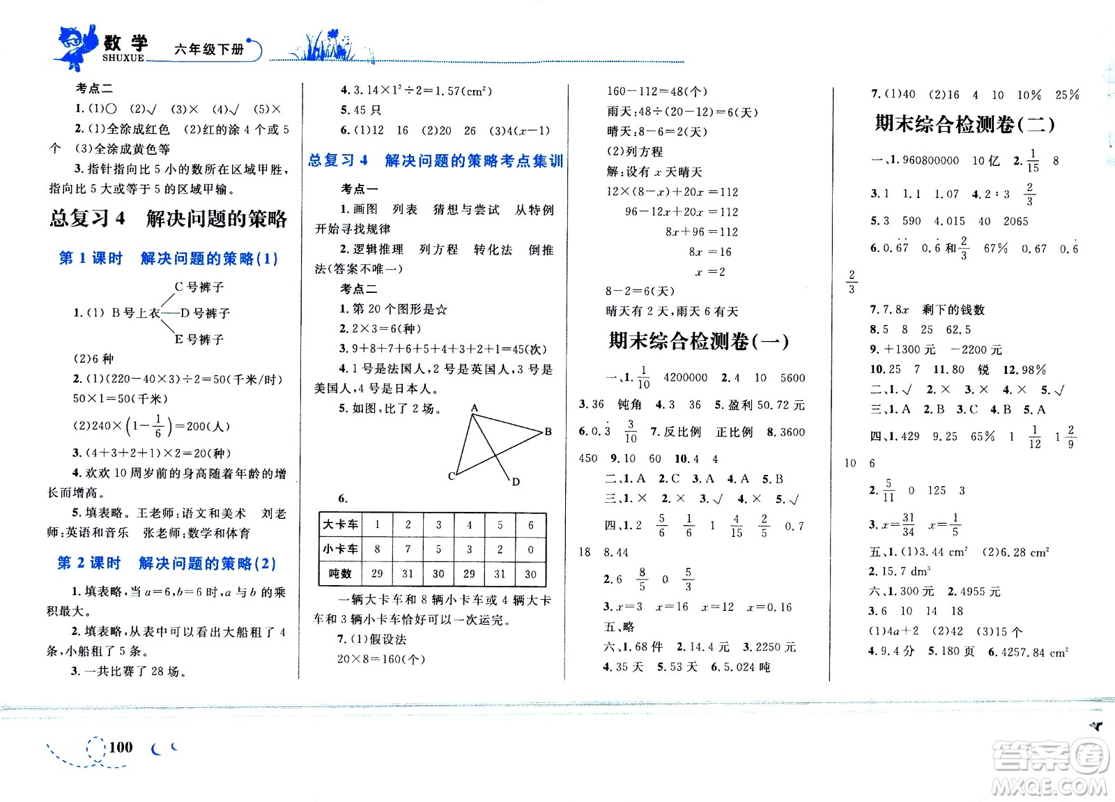 現(xiàn)代教育出版社2021小超人作業(yè)本數(shù)學六年級下冊BS北師大版答案