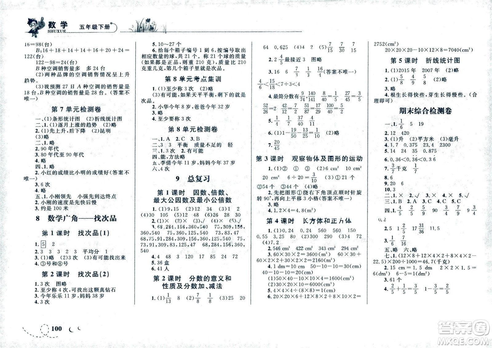 現(xiàn)代教育出版社2021小超人作業(yè)本數(shù)學(xué)五年級下冊人教版答案