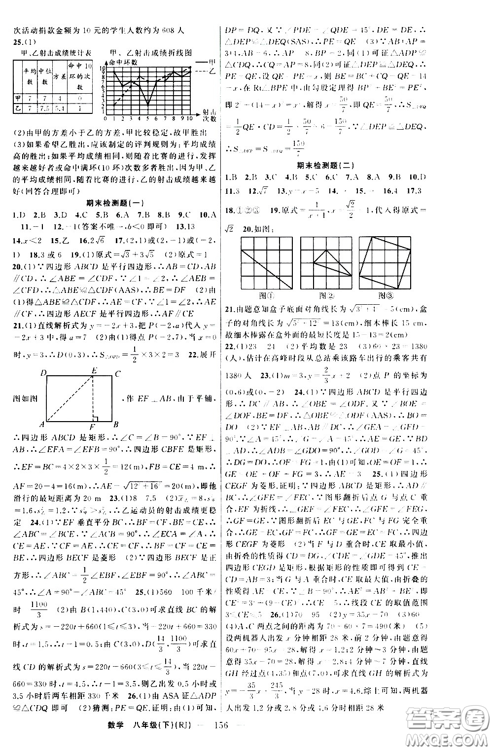 新疆青少年出版社2021原創(chuàng)新課堂數(shù)學(xué)八年級下RJ人教版答案