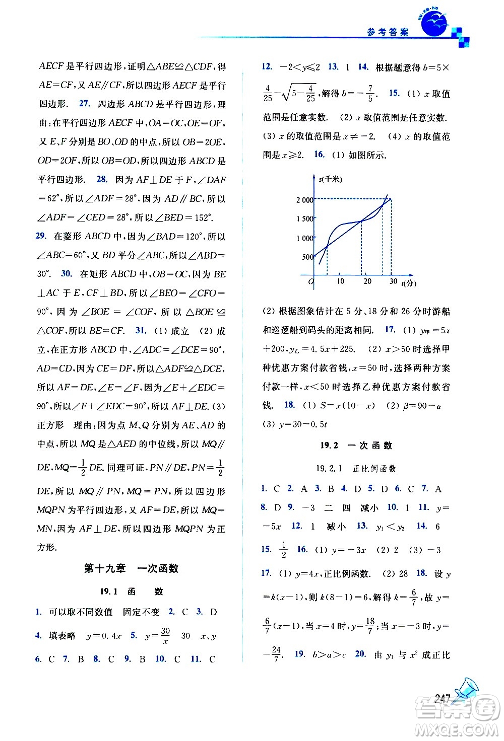 東南大學(xué)出版社2021名師點(diǎn)撥課課通教材全解析數(shù)學(xué)八年級下新課標(biāo)RJ人教版答案