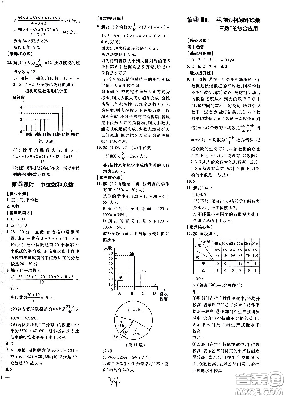 吉林教育出版社2021點撥訓練八年級數(shù)學下HK滬科版安徽適用答案