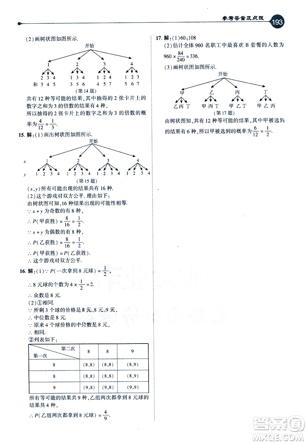 吉林教育出版社2021點撥九年級數(shù)學(xué)下HK滬科版答案