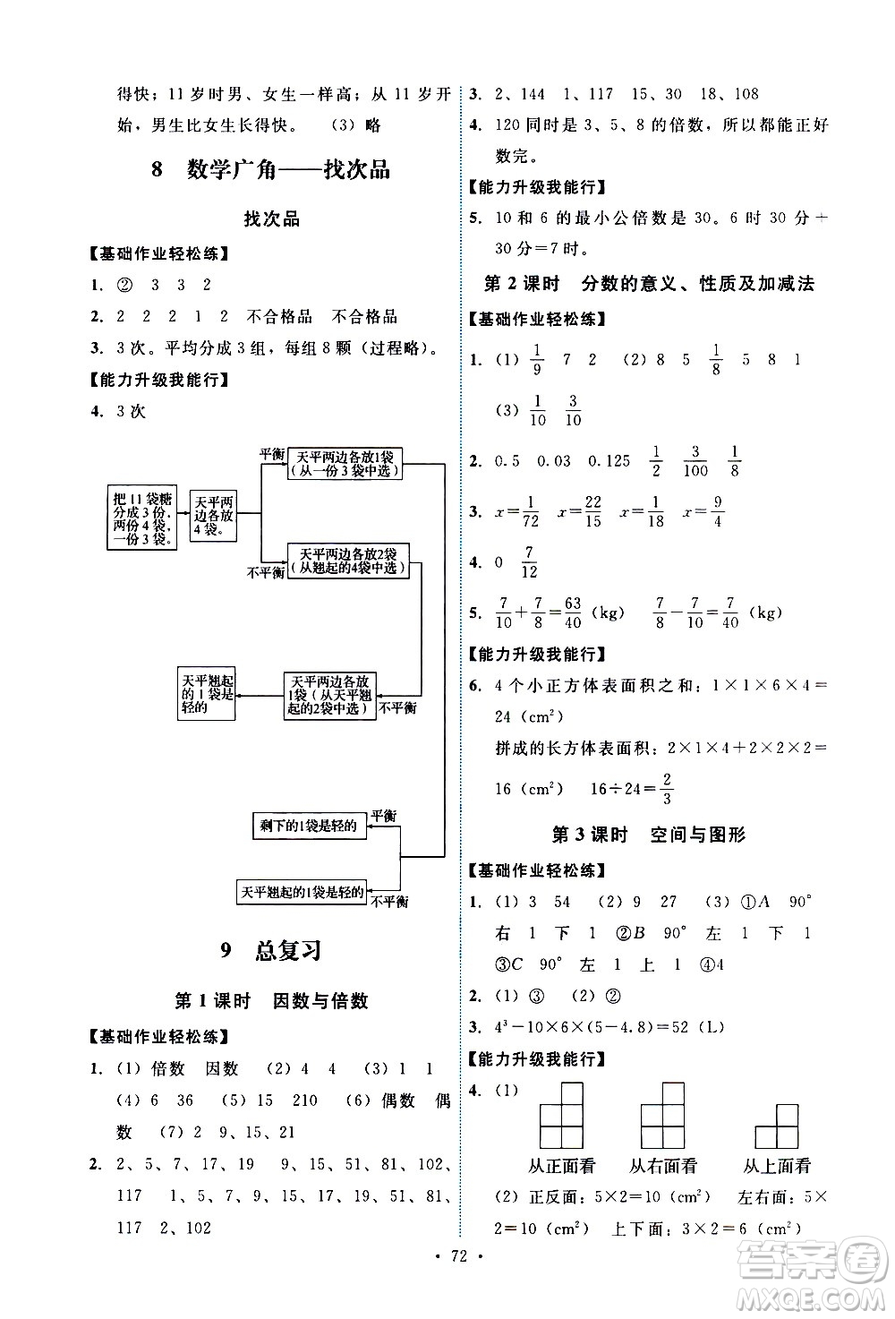 人民教育出版社2021能力培養(yǎng)與測試數(shù)學五年級下冊人教版湖南專版答案