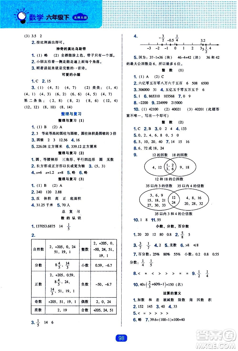 遼海出版社2021新編新課程能力培養(yǎng)數(shù)學(xué)六年級(jí)下冊(cè)北師大版答案