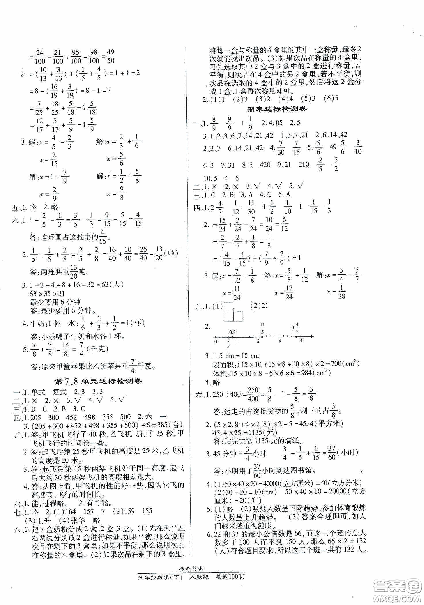 陽光出版社2021匯文圖書卓越課堂五年級數(shù)學(xué)下冊人教版答案