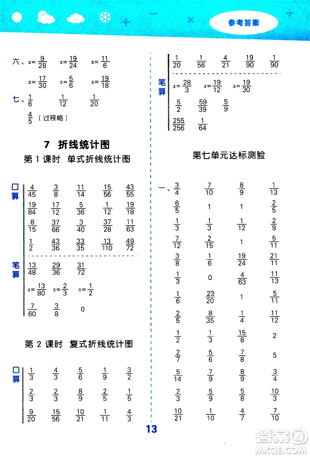 地質(zhì)出版社2021春季小學(xué)口算大通關(guān)數(shù)學(xué)五年級下冊RJ人教版答案