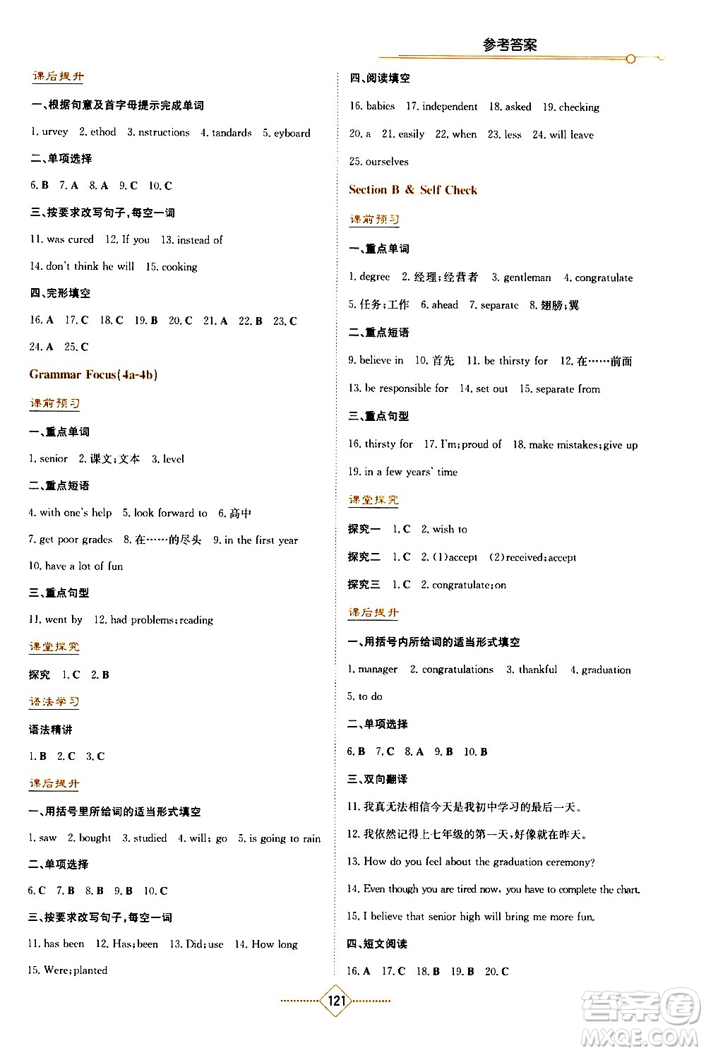 湖南教育出版社2021學法大視野英語九年級下冊人教版答案