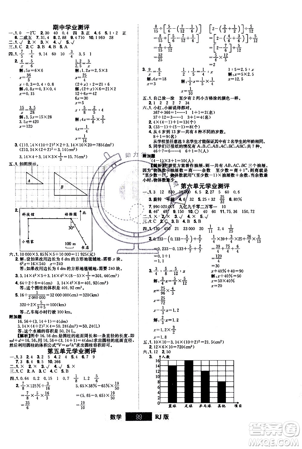 江西美術(shù)出版社2021學(xué)海樂(lè)園數(shù)學(xué)六年級(jí)下冊(cè)RJ人教版答案