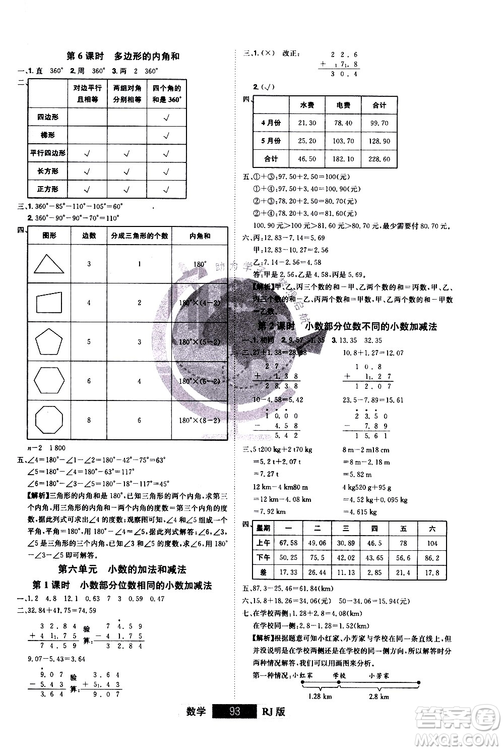 江西美術(shù)出版社2021學(xué)海樂(lè)園數(shù)學(xué)四年級(jí)下冊(cè)RJ人教版答案