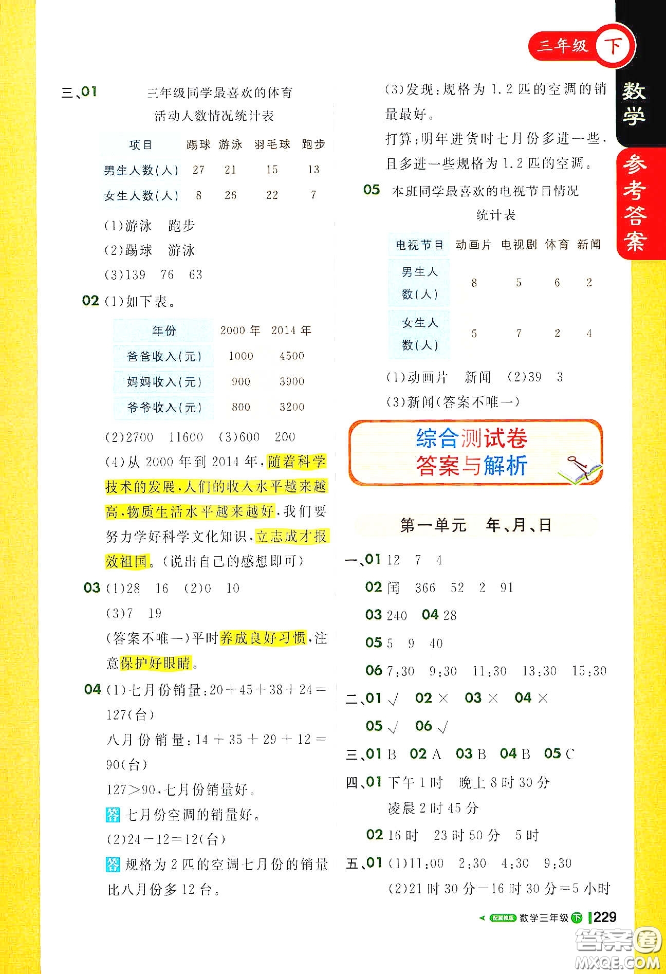 北京教育出版社2021年1+1輕巧奪冠課堂直播三年級數(shù)學下冊冀教版答案