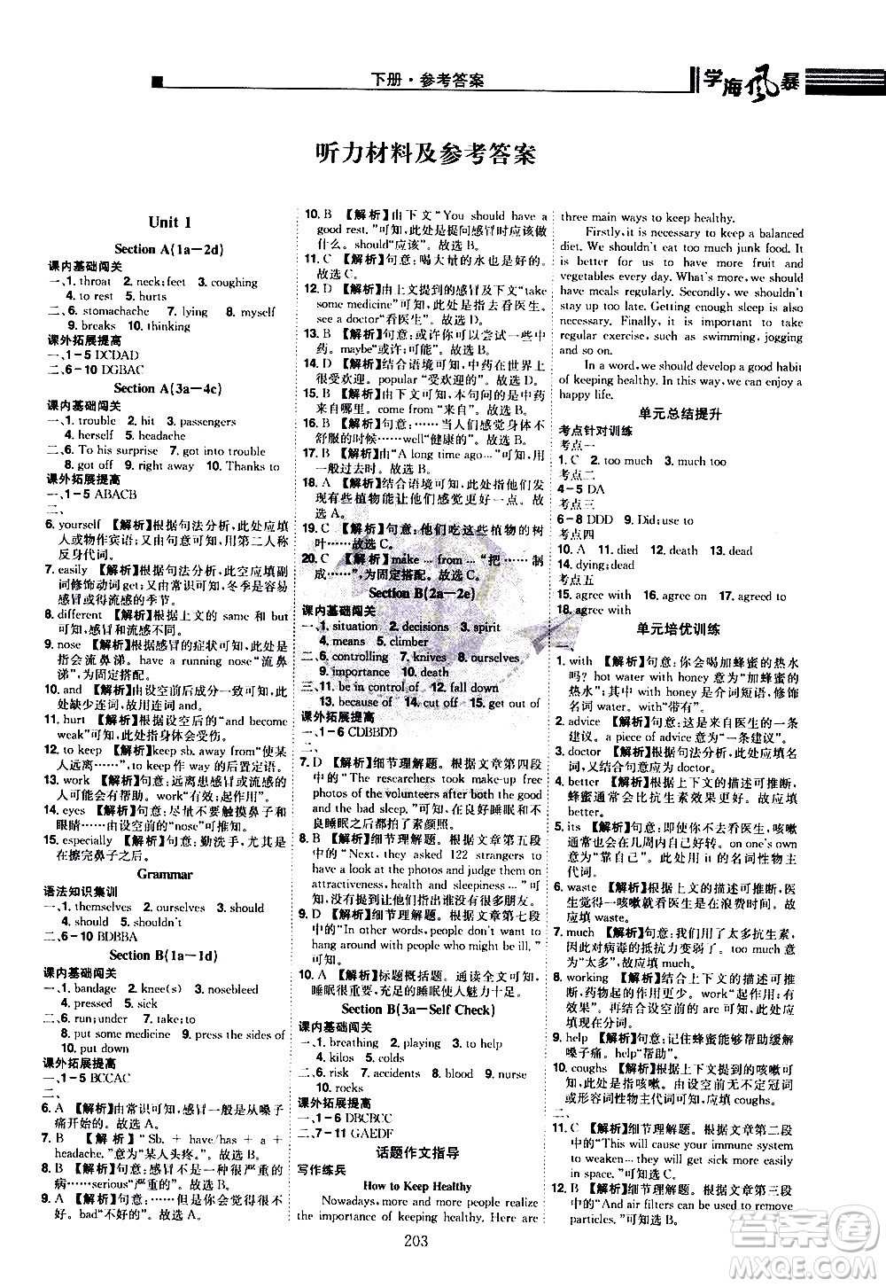 江西美術(shù)出版社2021學(xué)海風(fēng)暴英語(yǔ)八年級(jí)下冊(cè)RJ人教版答案