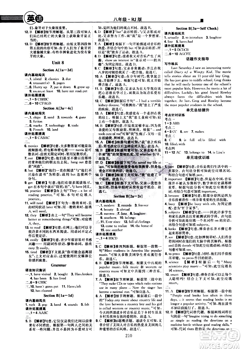 江西美術(shù)出版社2021學(xué)海風(fēng)暴英語(yǔ)八年級(jí)下冊(cè)RJ人教版答案