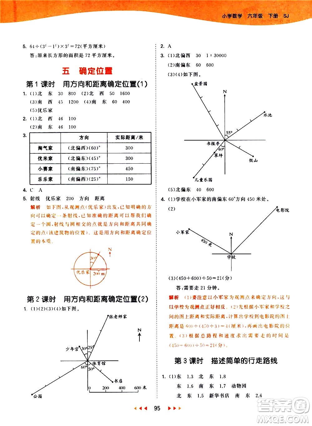 教育科學(xué)出版社2021春季53天天練小學(xué)數(shù)學(xué)六年級(jí)下冊(cè)SJ蘇教版答案