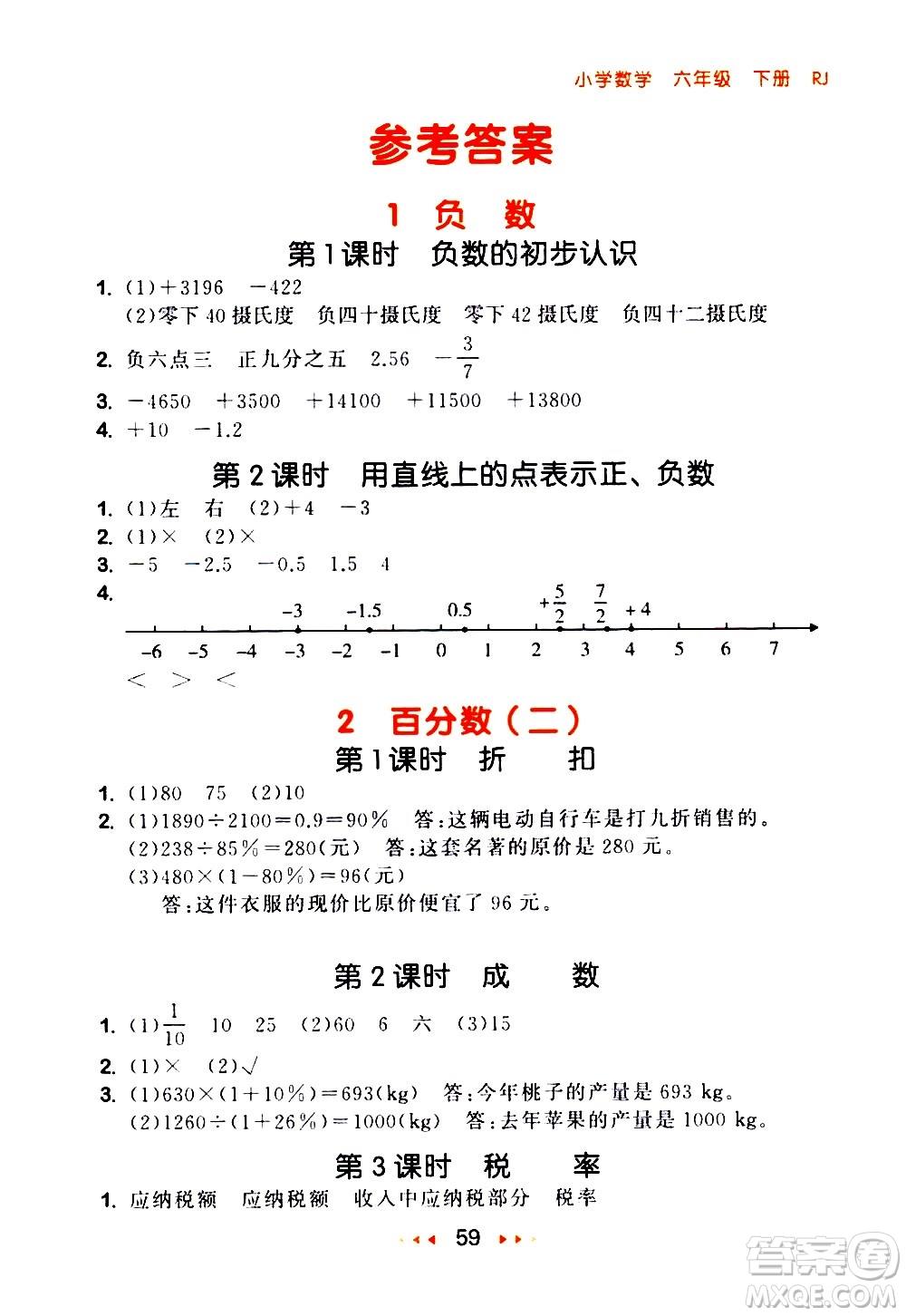 教育科學出版社2021春季53隨堂測小學數(shù)學六年級下冊RJ人教版答案