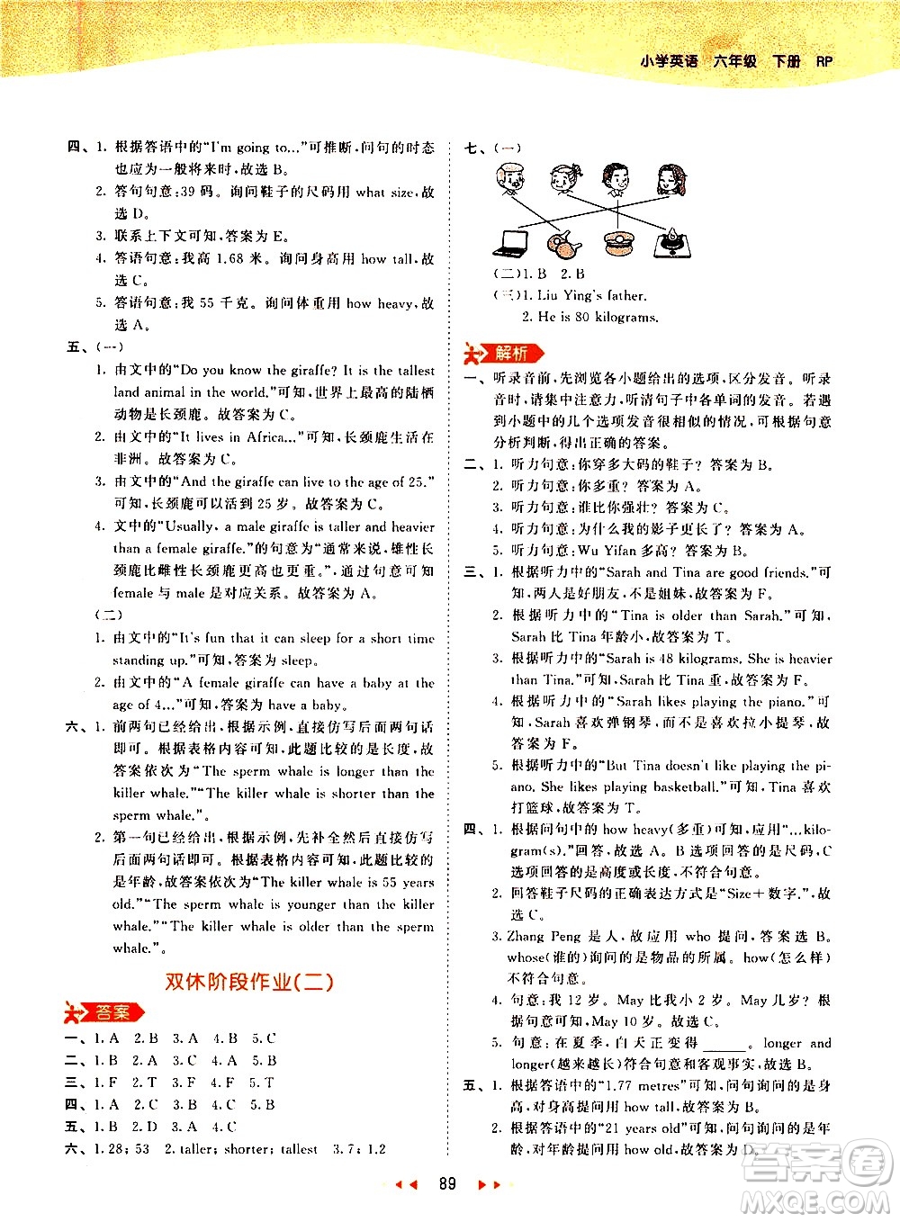 教育科學(xué)出版社2021春季53天天練小學(xué)英語(yǔ)六年級(jí)下冊(cè)RP人教版答案