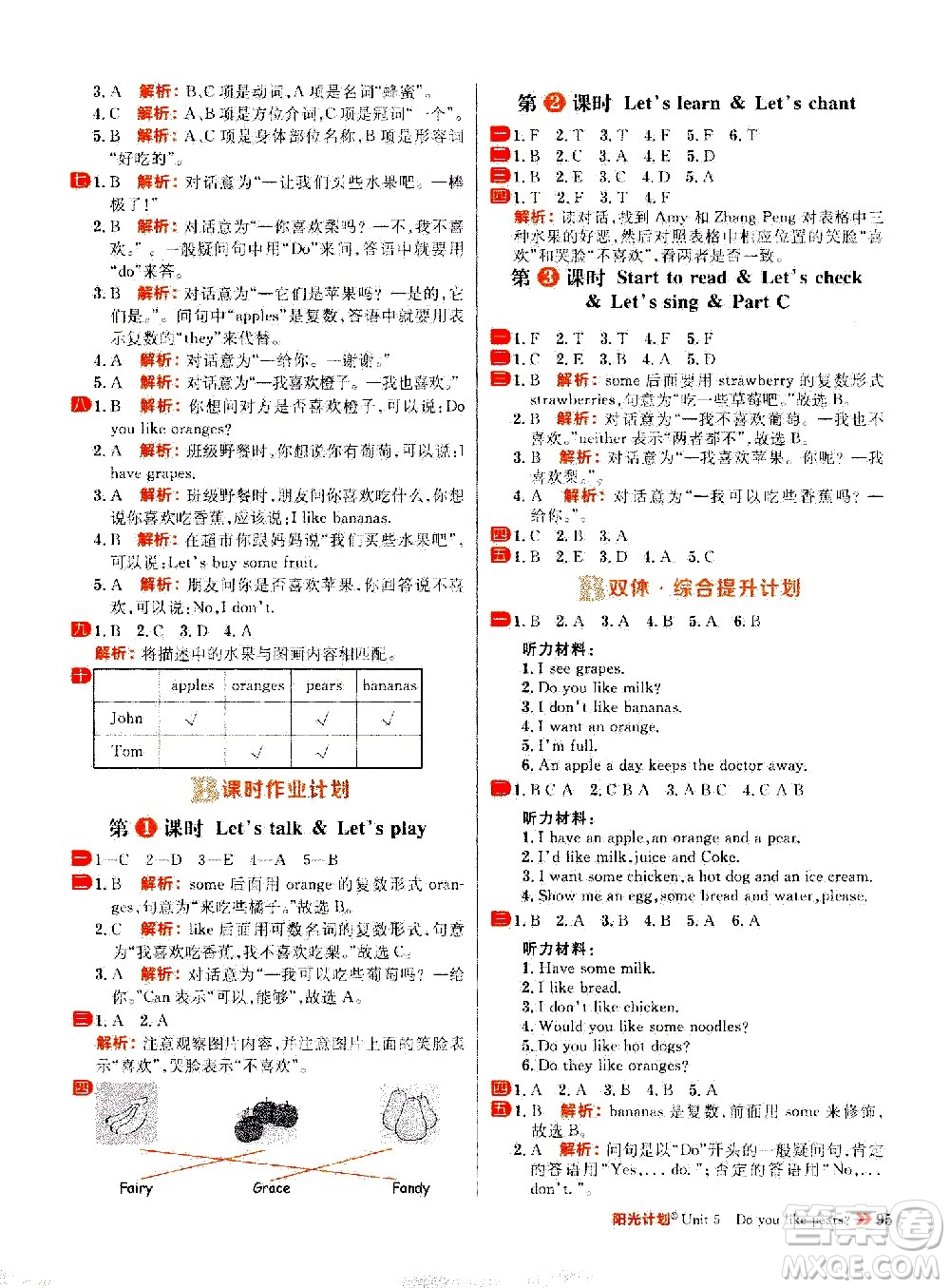 延邊大學(xué)出版社2021春陽(yáng)光計(jì)劃小學(xué)同步英語(yǔ)三年級(jí)下冊(cè)RJ人教版答案