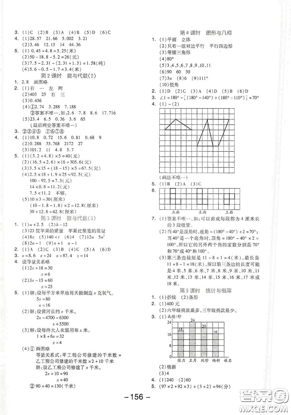 開明出版社2021全品學練考四年級數學下冊北師大版答案