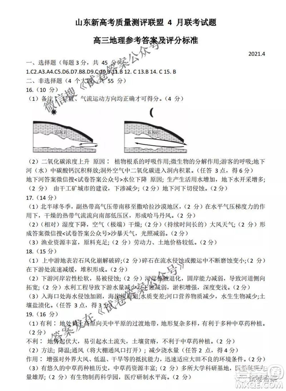 2021屆山東新高考質量測評聯(lián)盟4月聯(lián)考高三地理試題及答案