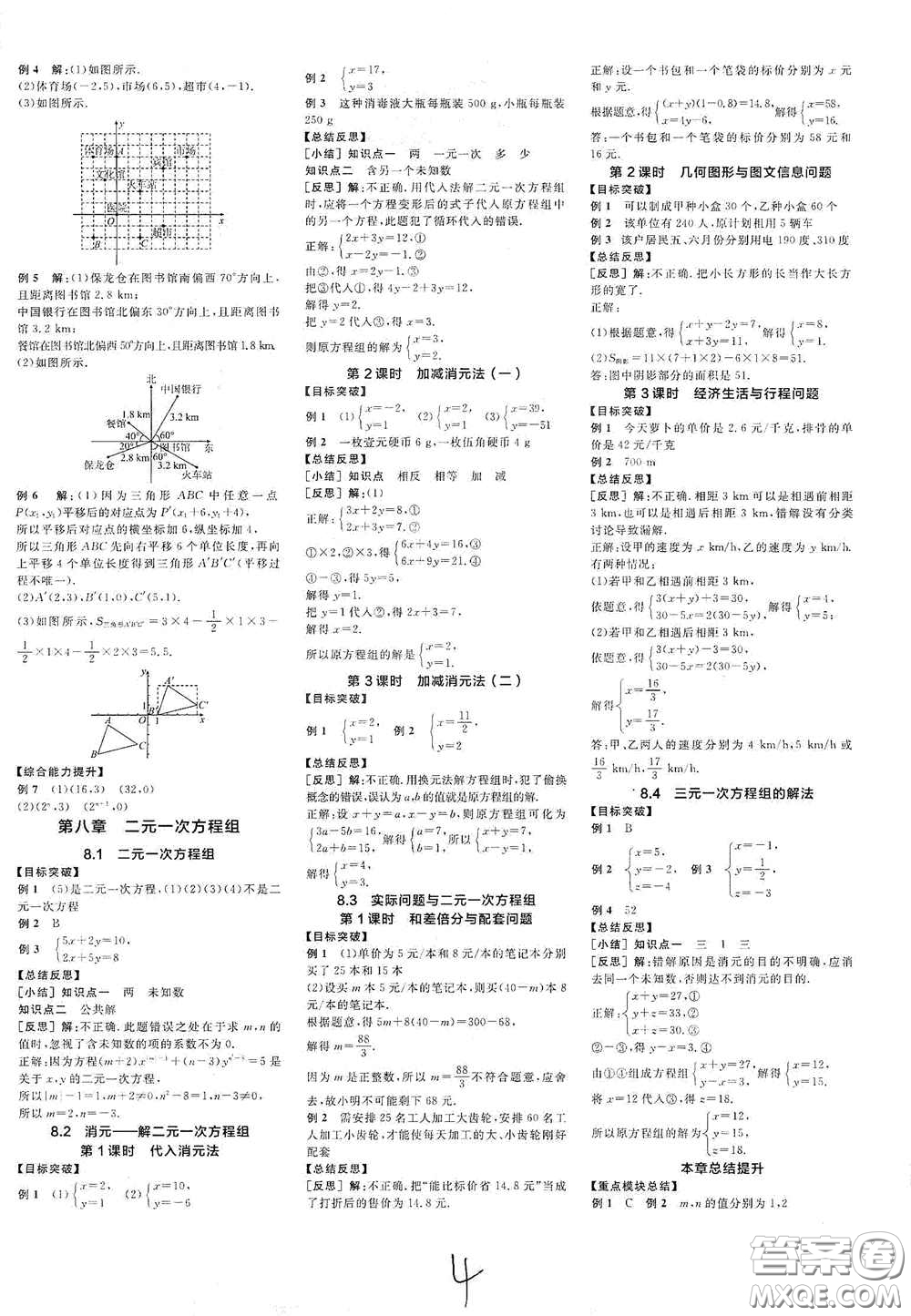 陽光出版社2021春全品學(xué)練考聽課手冊(cè)七年級(jí)數(shù)學(xué)下冊(cè)新課標(biāo)人教版江西省專用答案