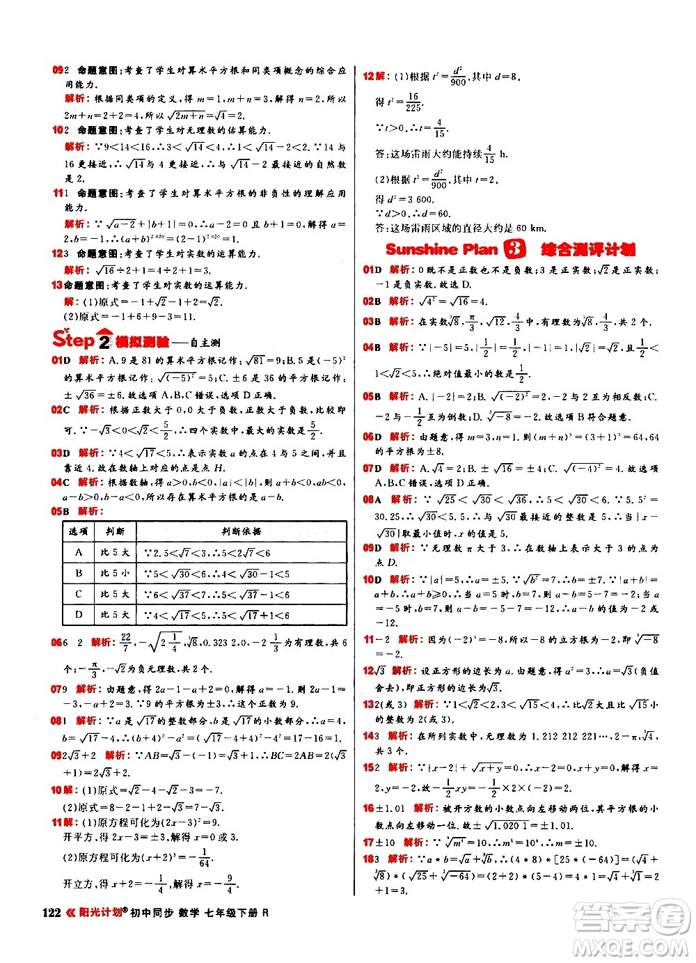 黑龍江教育出版社2021春陽(yáng)光計(jì)劃初中同步數(shù)學(xué)七年級(jí)下冊(cè)R人教版答案