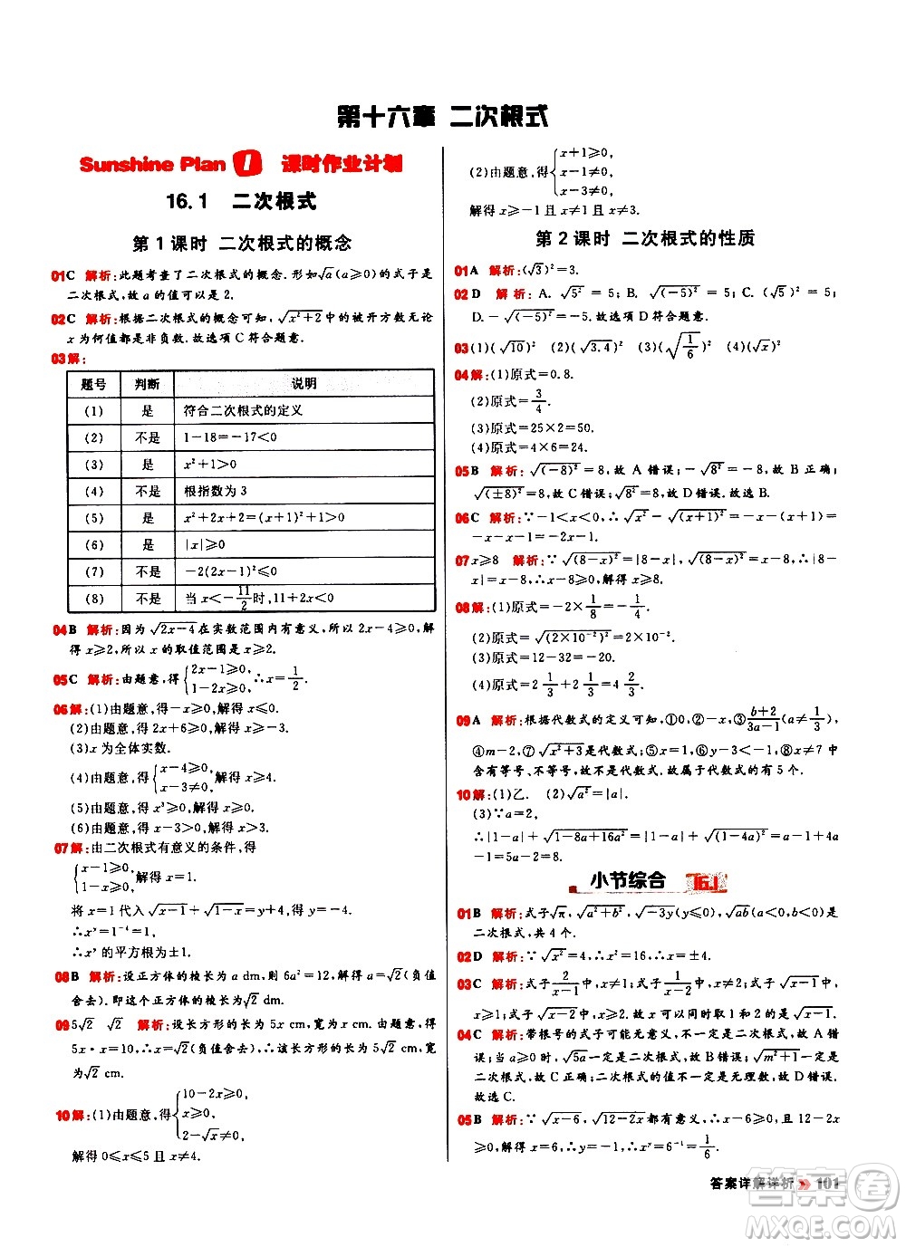 黑龍江教育出版社2021春陽光計劃初中同步數(shù)學八年級下冊R人教版答案