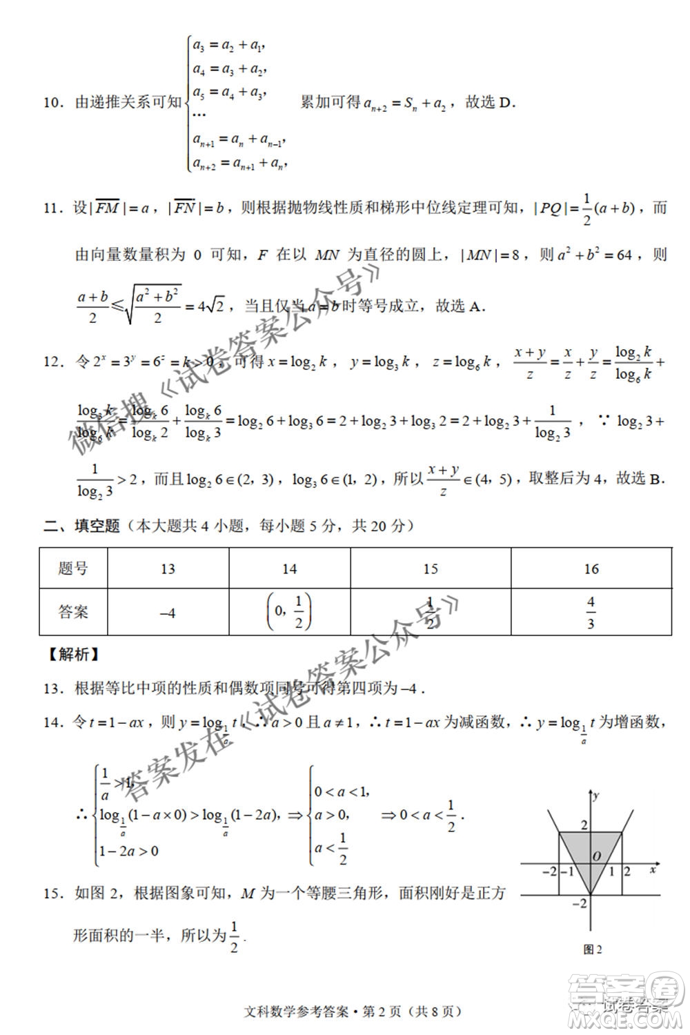 2021屆3+3+3高考備考診斷性聯(lián)考卷二文科數(shù)學試題及答案