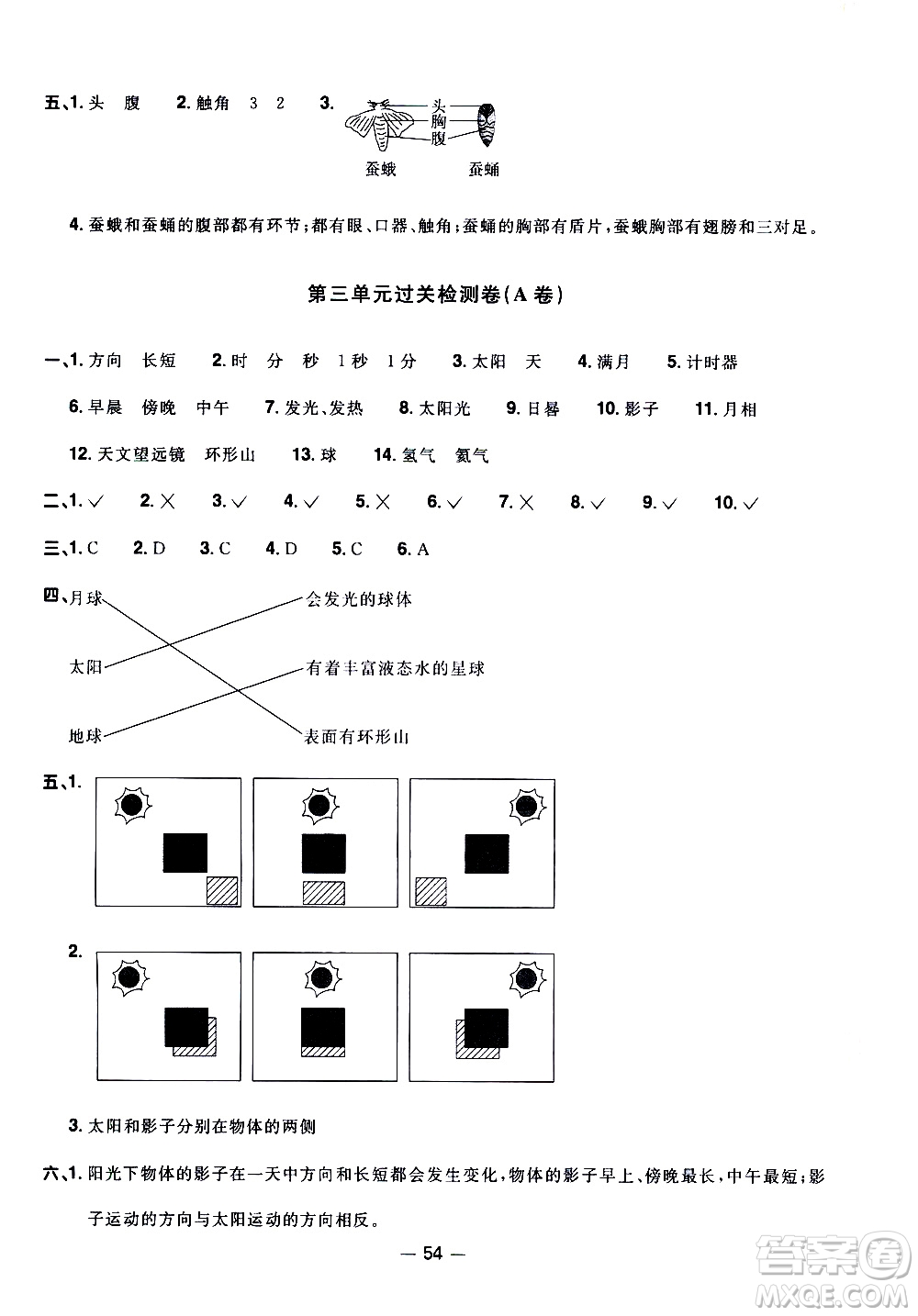 江西教育出版社2021陽(yáng)光同學(xué)一線名師全優(yōu)好卷科學(xué)三年級(jí)下冊(cè)JK教科版答案