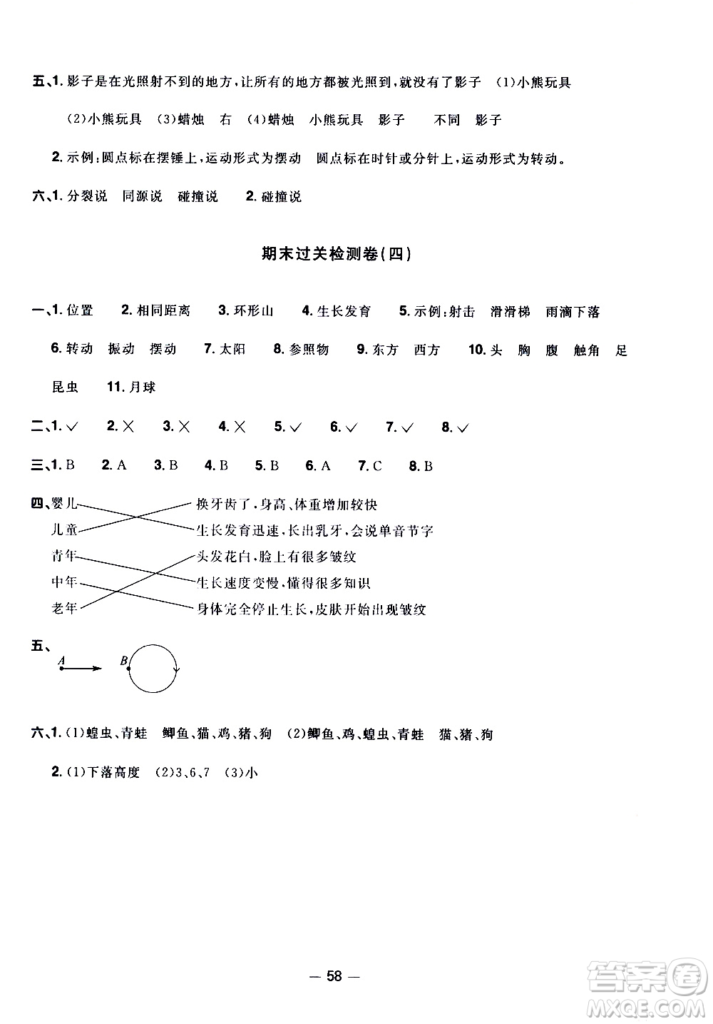 江西教育出版社2021陽(yáng)光同學(xué)一線名師全優(yōu)好卷科學(xué)三年級(jí)下冊(cè)JK教科版答案