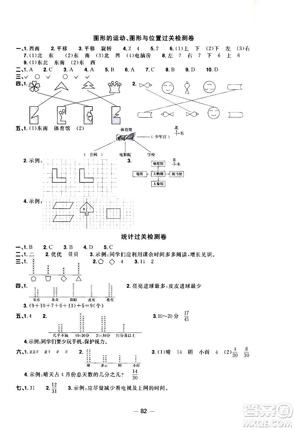 江西教育出版社2021陽光同學(xué)一線名師全優(yōu)好卷數(shù)學(xué)三年級(jí)下冊(cè)BS北師大版答案