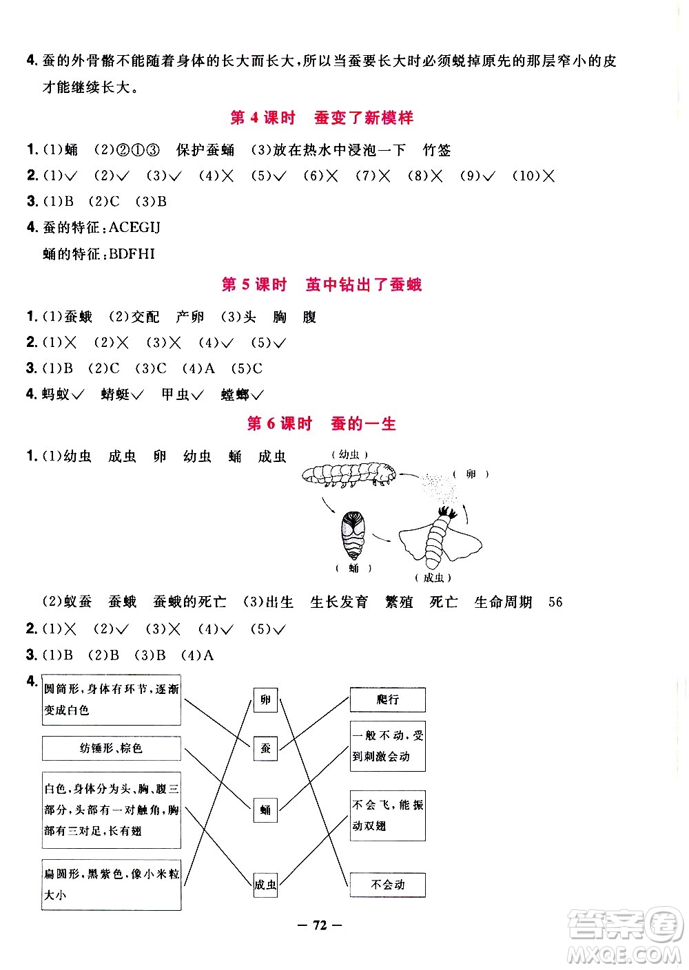 江西教育出版社2021陽光同學(xué)課時優(yōu)化作業(yè)科學(xué)三年級下冊JK教科版答案