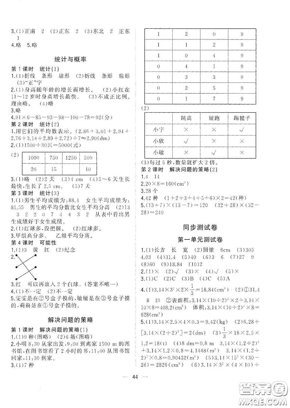 廣西師范大學(xué)出版社2021年維宇文化課堂小作業(yè)六年級(jí)數(shù)學(xué)下冊(cè)北師大版答案