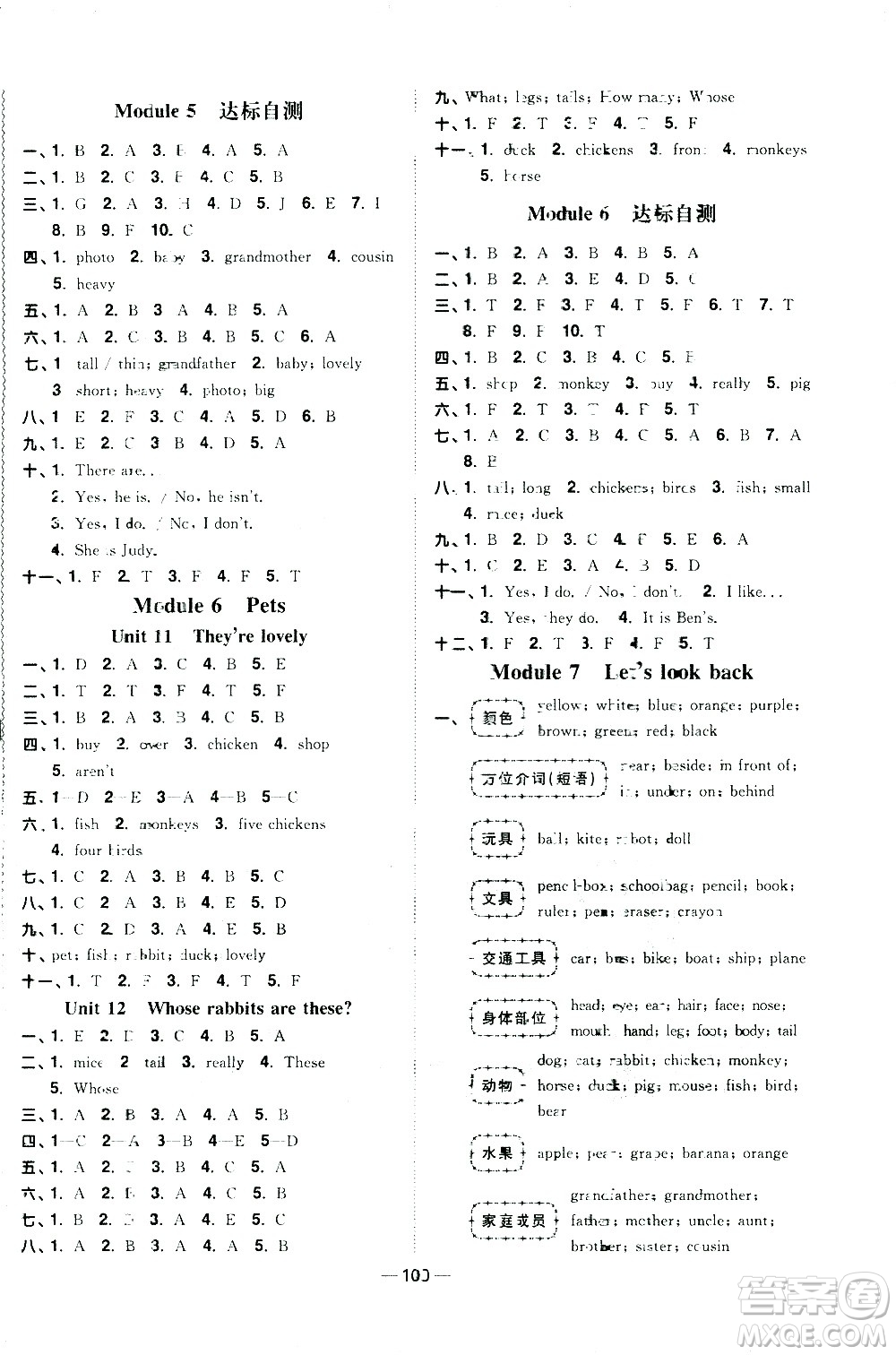 江西教育出版社2021陽光同學課時優(yōu)化作業(yè)英語三年級下冊教育科學版答案