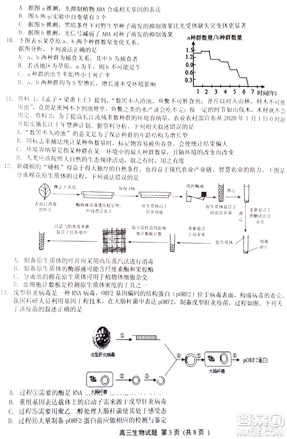 任興高中聯(lián)盟2021屆4月聯(lián)考高三生物試題及答案